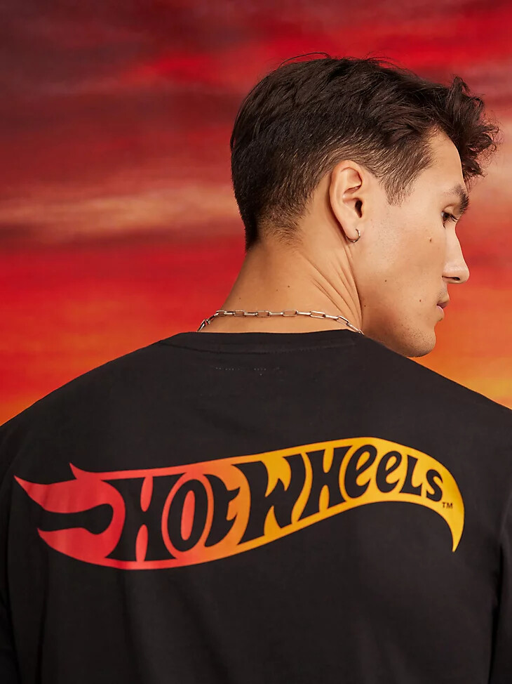 t-shirt wrangler x hot wheels pour homme flaming bronco noir beauté