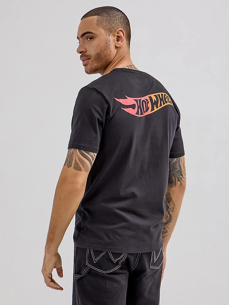 t-shirt wrangler x hot wheels pour homme flaming bronco noir beauté