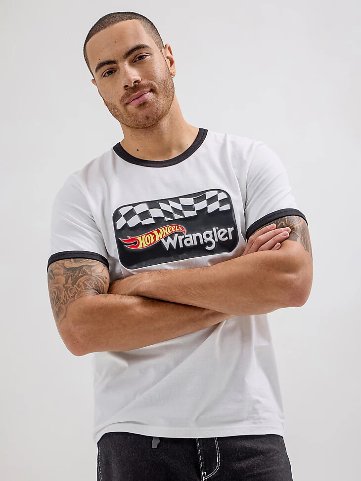 t-shirt wrangler x hot wheels pour homme logo contrastant blanc éclatant