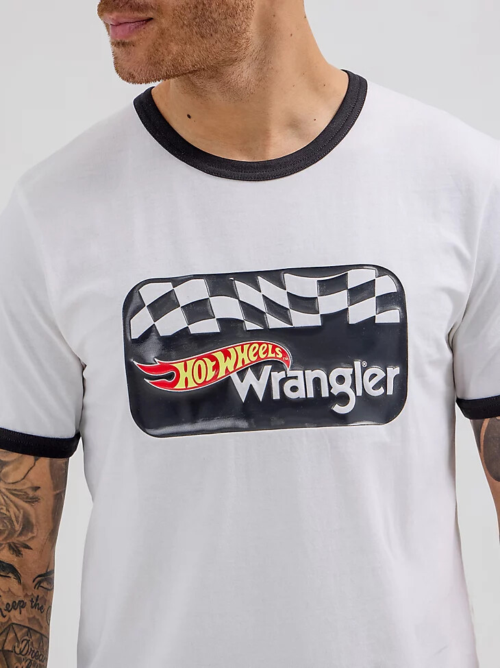 t-shirt wrangler x hot wheels pour homme logo contrastant blanc éclatant