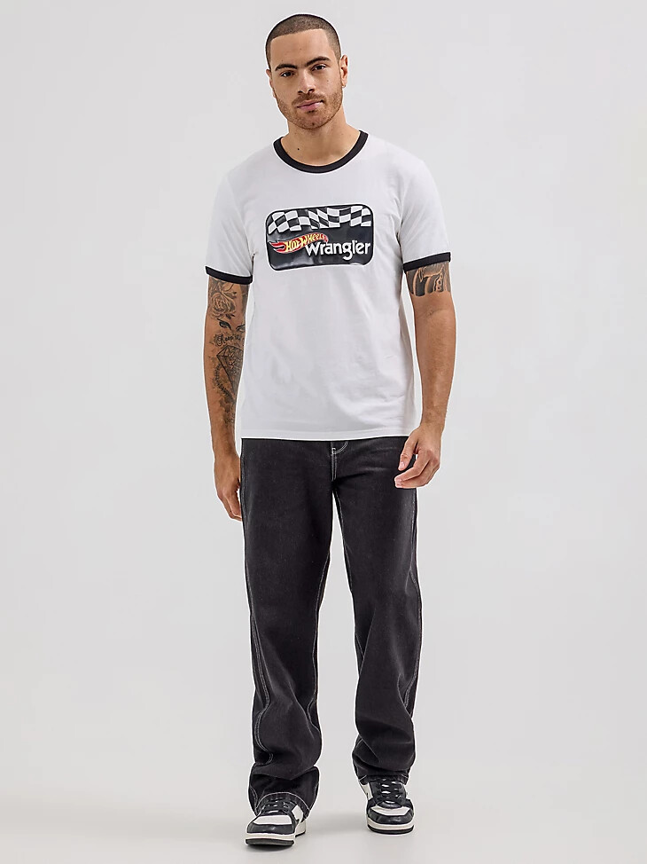 t-shirt wrangler x hot wheels pour homme logo contrastant blanc éclatant