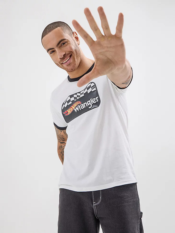 t-shirt wrangler x hot wheels pour homme logo contrastant blanc éclatant