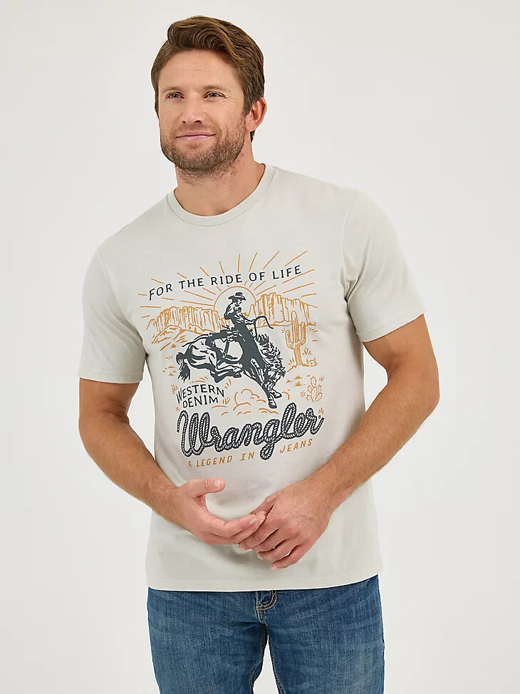 t-shirt homme à motif cheval cabré blanc cassé