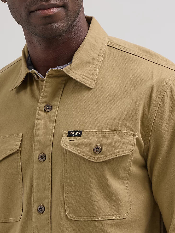 chemise en sergé extensible wrangler epic soft pour homme couleur algues