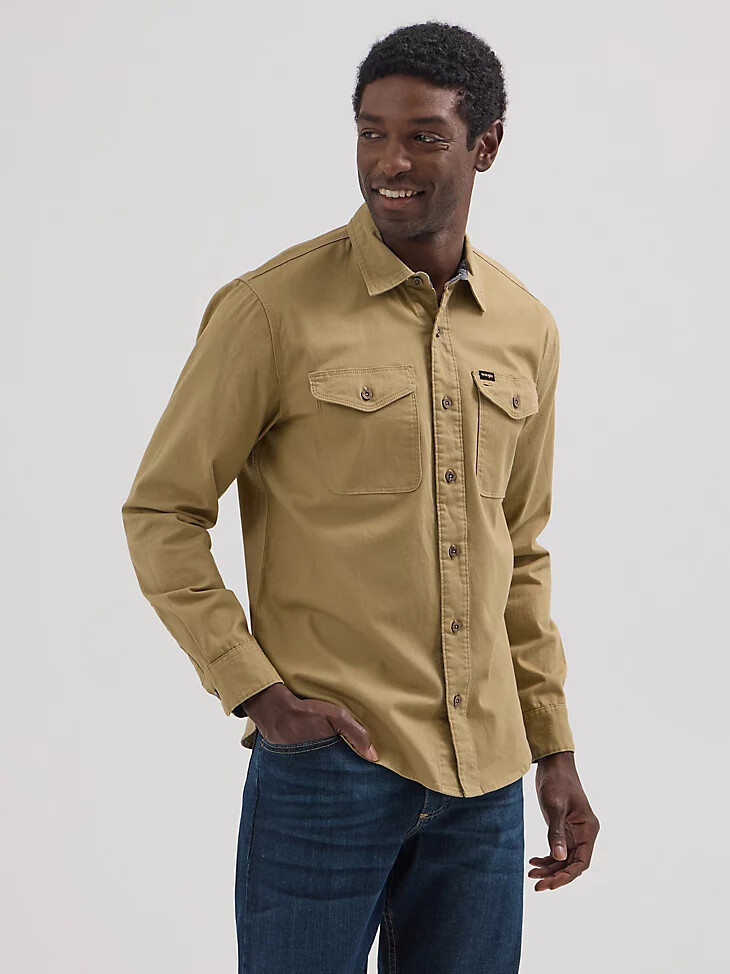 chemise en sergé extensible wrangler epic soft pour homme couleur algues