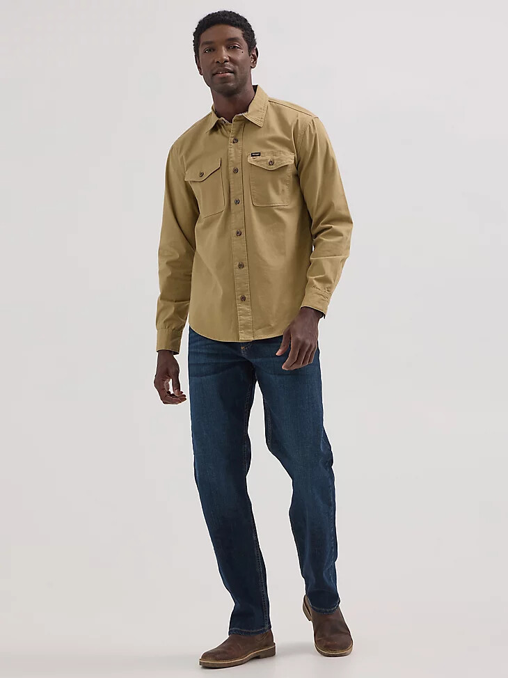 chemise en sergé extensible wrangler epic soft pour homme couleur algues