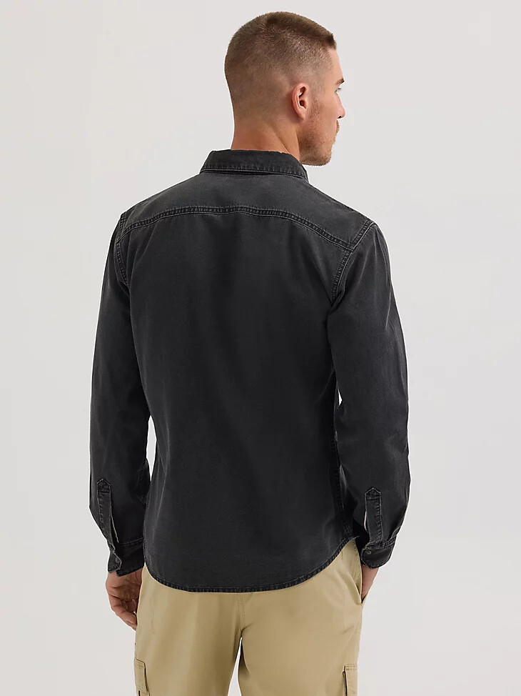 chemise en jean slim à boutons-pression pour homme noire