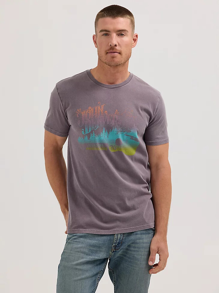 t-shirt homme john denver motif paysage lunaire