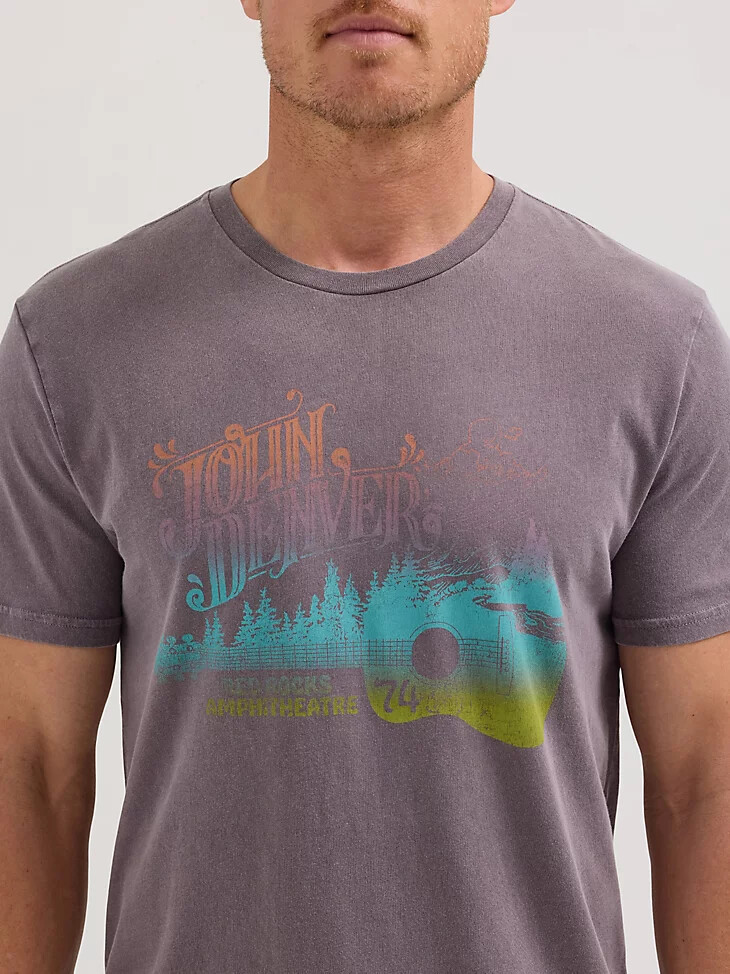 t-shirt homme john denver motif paysage lunaire