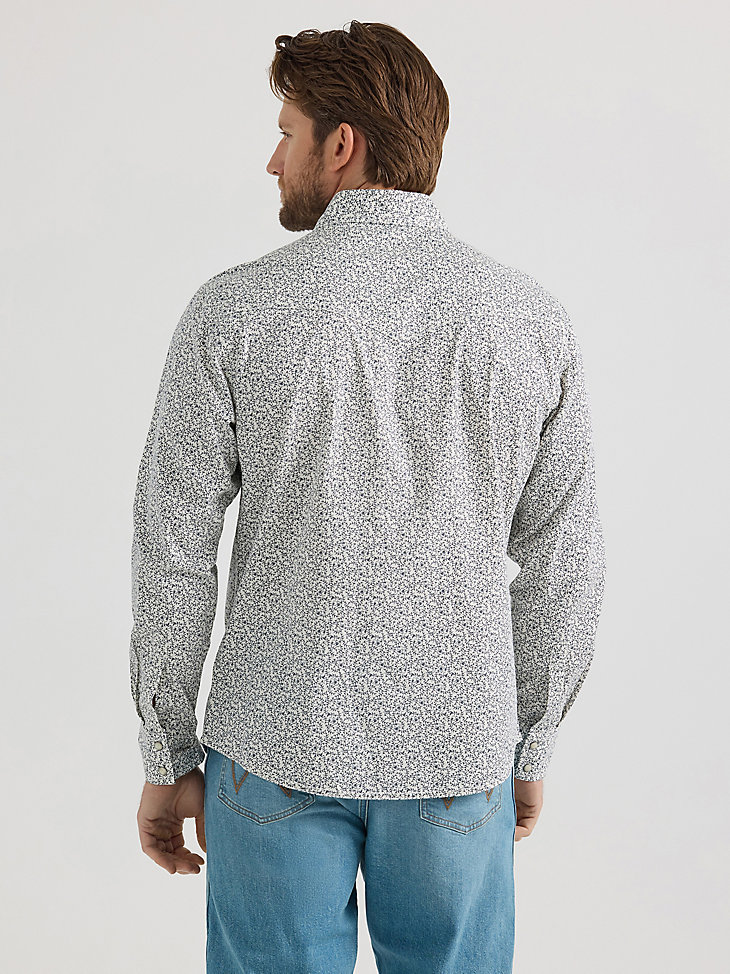 chemise western à manches longues imprimée wrangler retro premium pour homme motif vigne grise