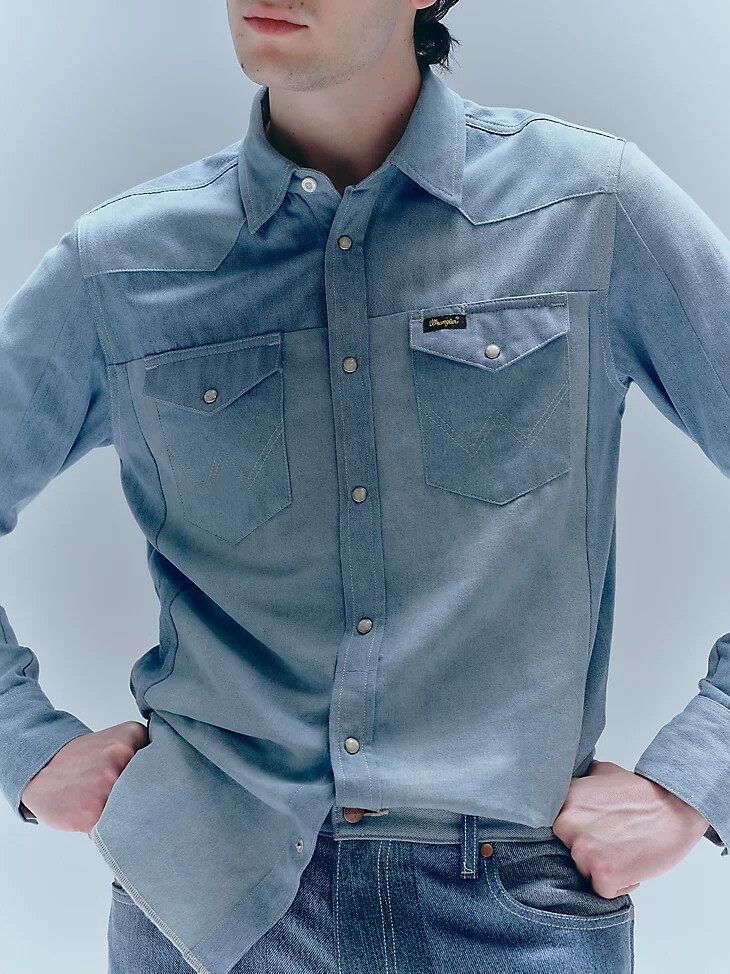 chemise wrangler x beyond retro heritage délavage clair