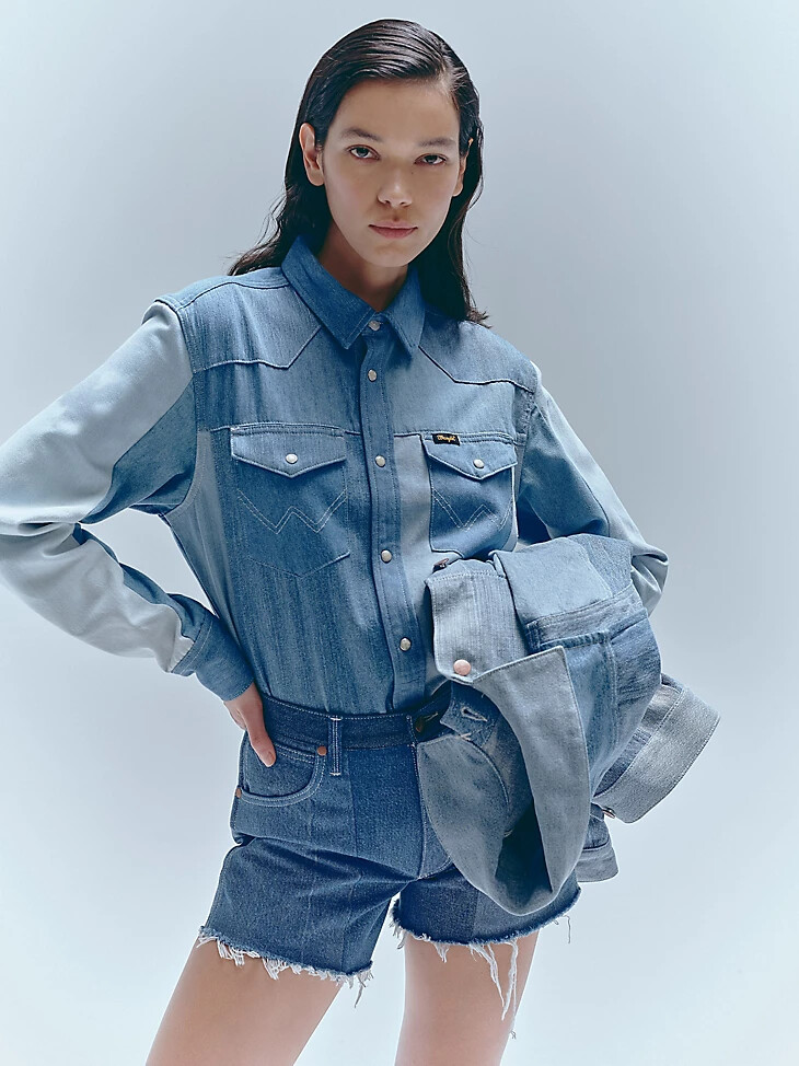 chemise wrangler x beyond retro heritage délavage clair