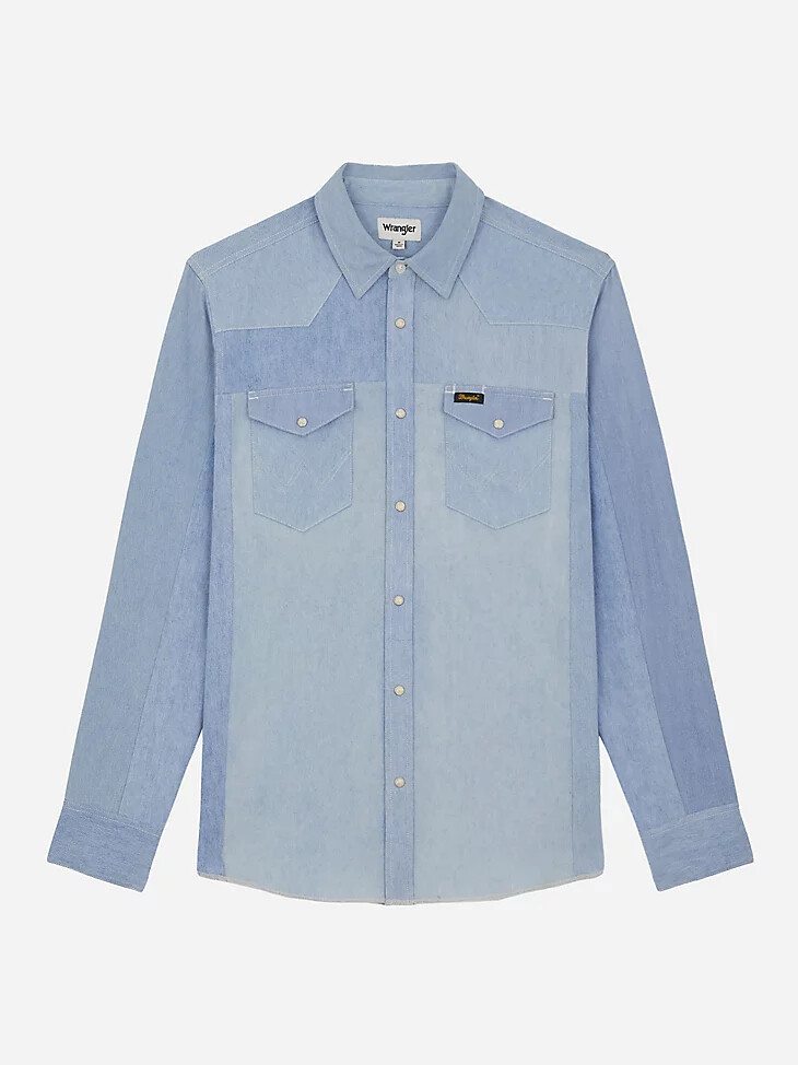 chemise wrangler x beyond retro heritage délavage clair