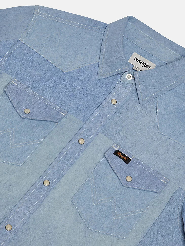 chemise wrangler x beyond retro heritage délavage clair