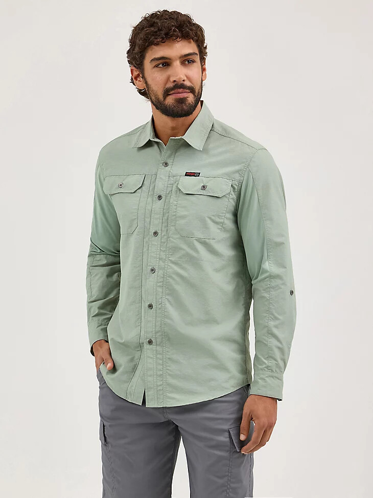 chemise wrangler atg pour homme en matières mixtes vert iceberg