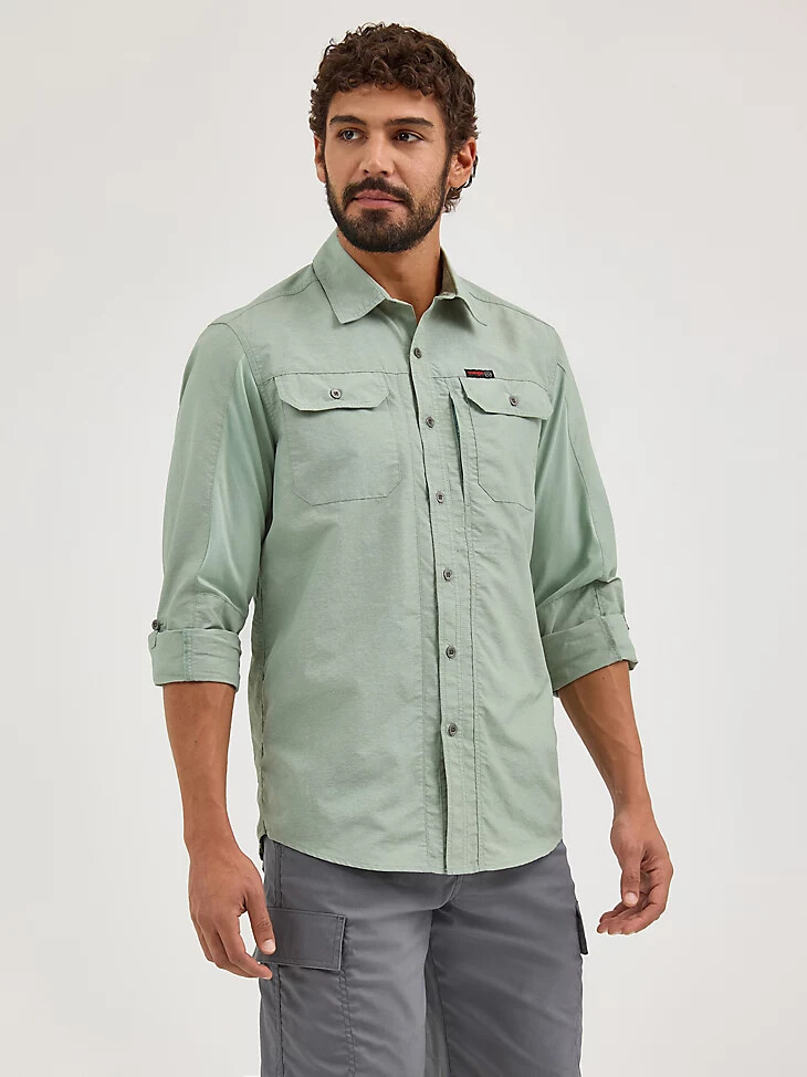 chemise wrangler atg pour homme en matières mixtes vert iceberg