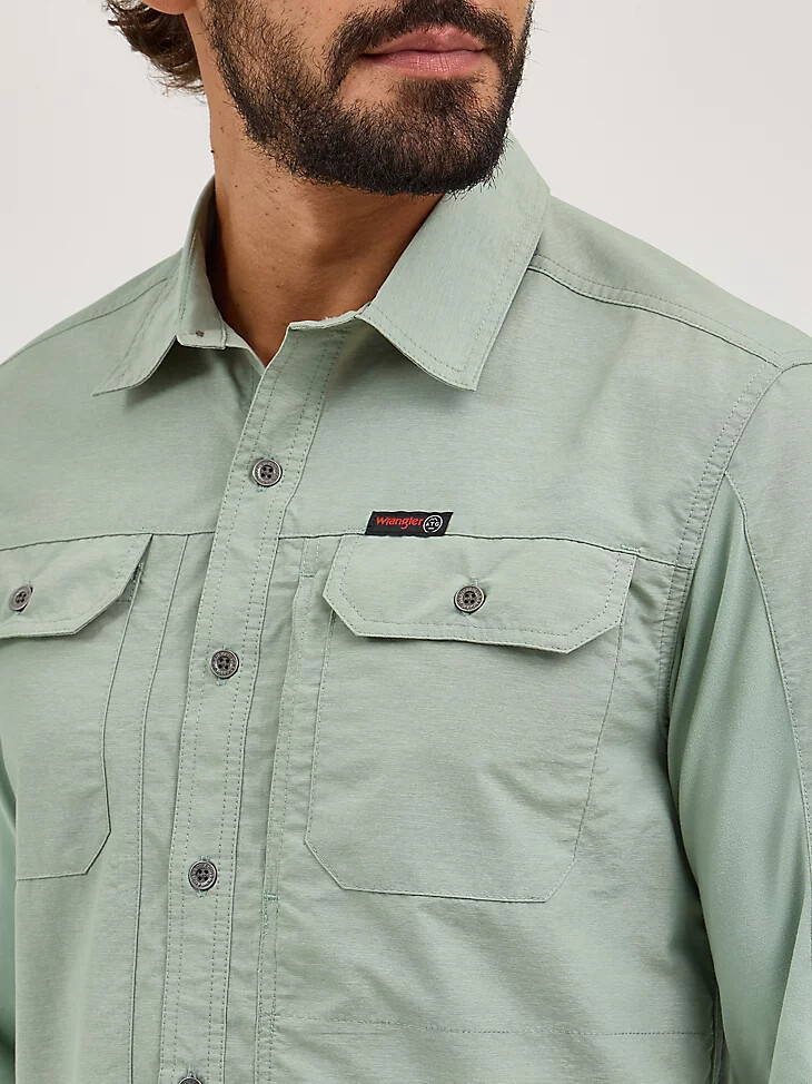 chemise wrangler atg pour homme en matières mixtes vert iceberg
