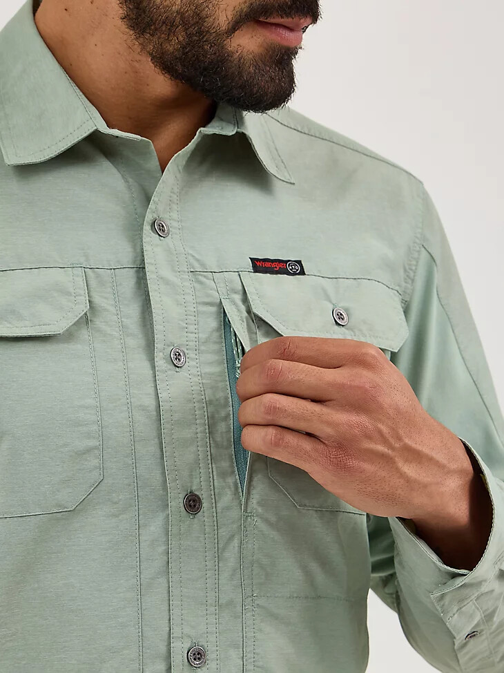 chemise wrangler atg pour homme en matières mixtes vert iceberg