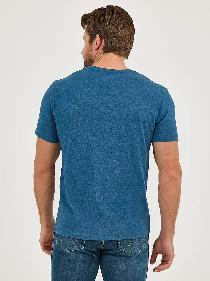 t-shirt graphique cowboy desert pour homme bleu marine style route