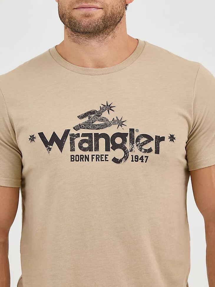 t-shirt graphique wrangler born free pour homme beige motif éperon