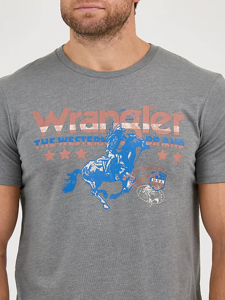 t-shirt homme wrangler americana logo gris western