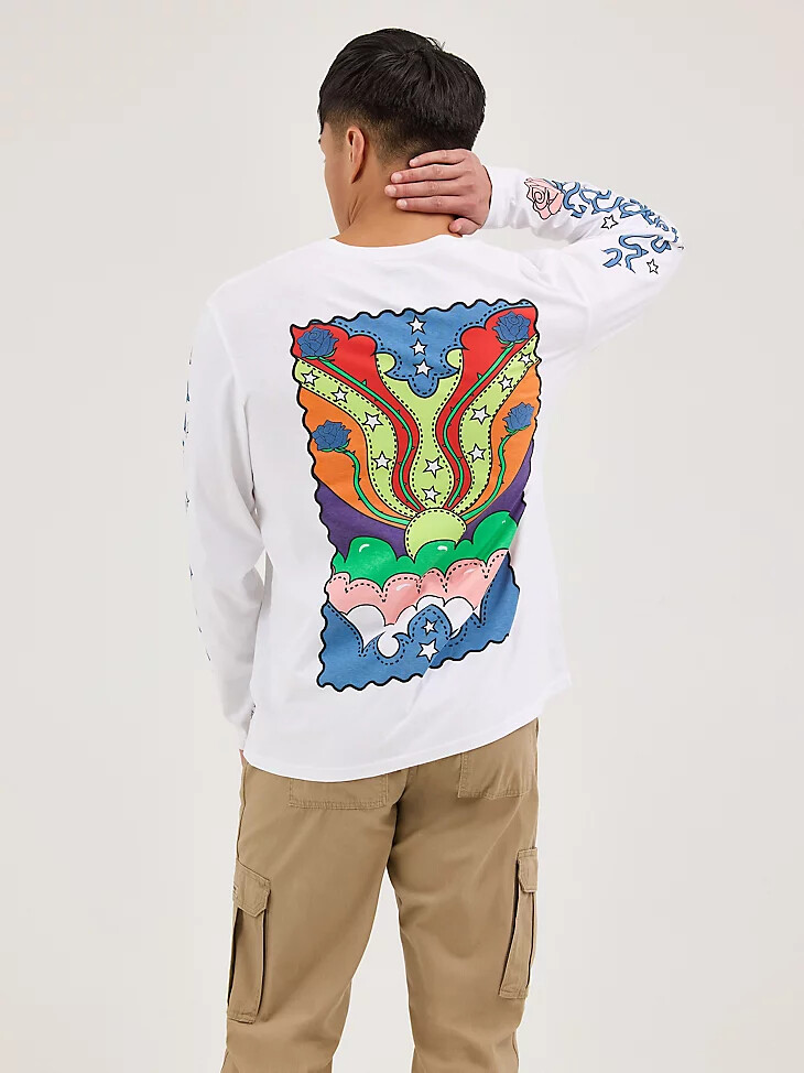 t-shirt blanc wrangler x happy socks desert rose