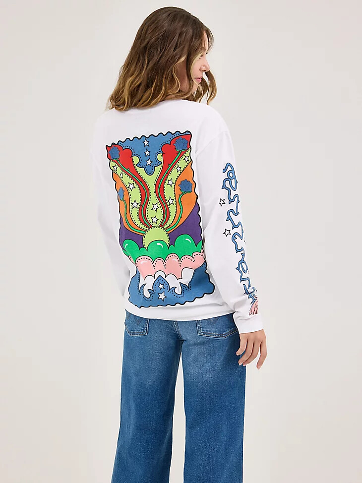 t-shirt blanc wrangler x happy socks desert rose