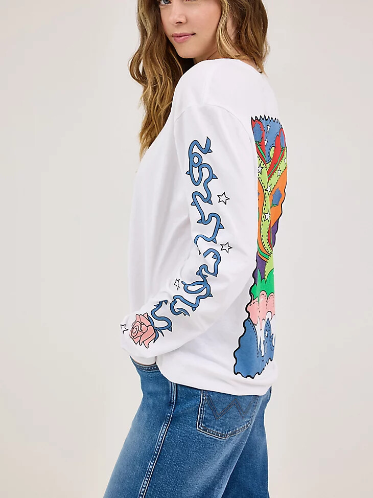 t-shirt blanc wrangler x happy socks desert rose