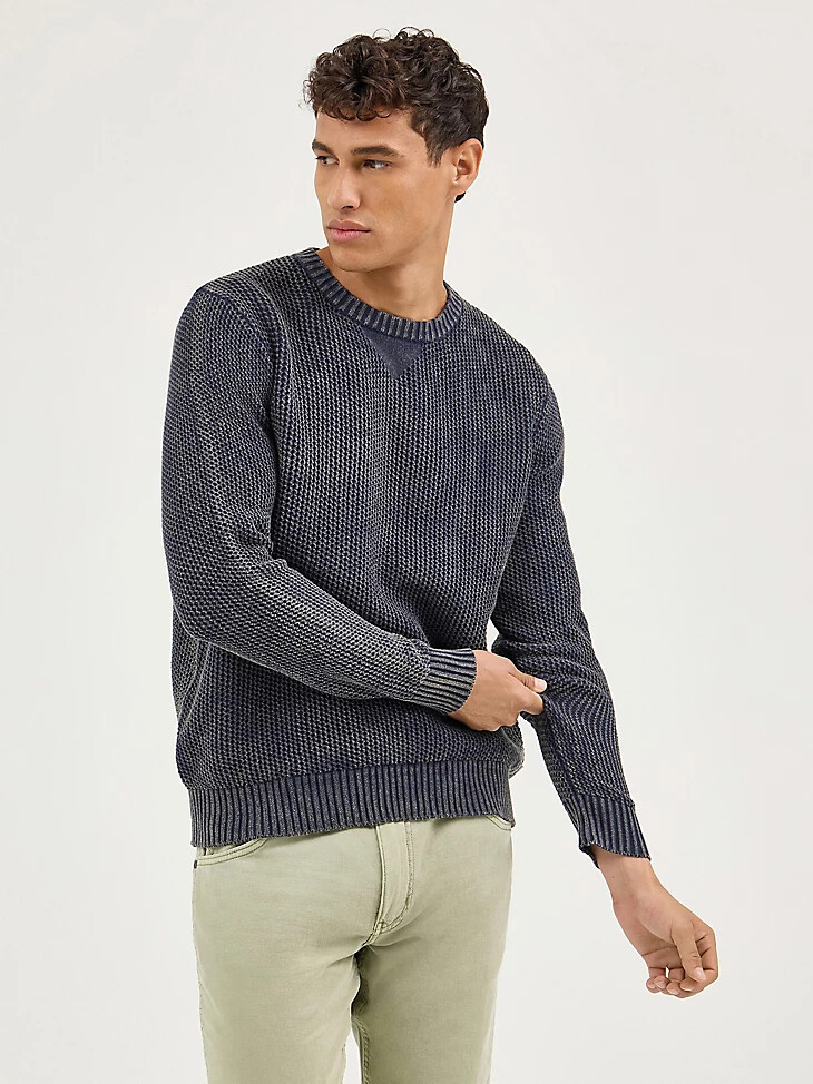 pull col rond homme bleu marine