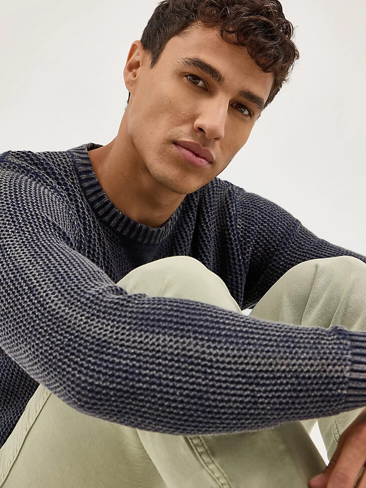 pull col rond homme bleu marine