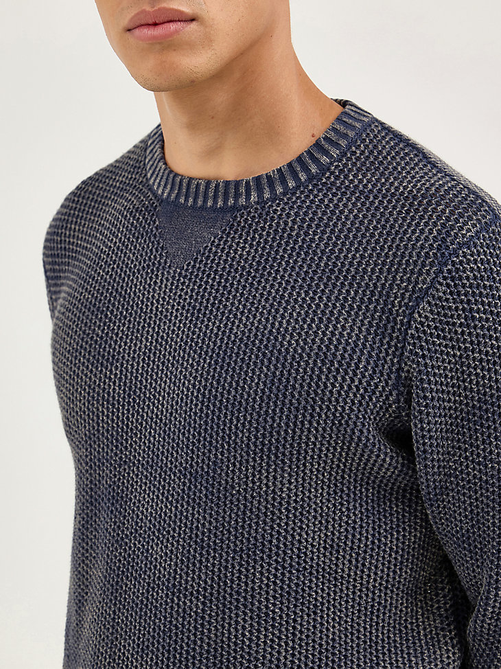 pull col rond homme bleu marine