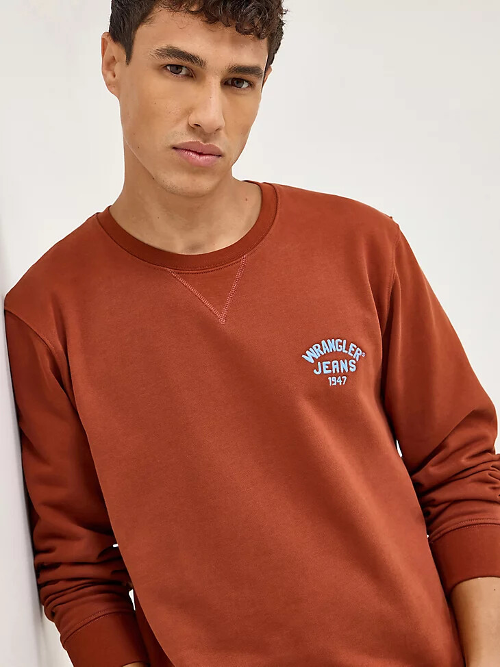 sweat-shirt à col rond pour homme logo couleur paprika fumé