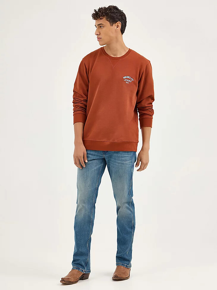 sweat-shirt à col rond pour homme logo couleur paprika fumé