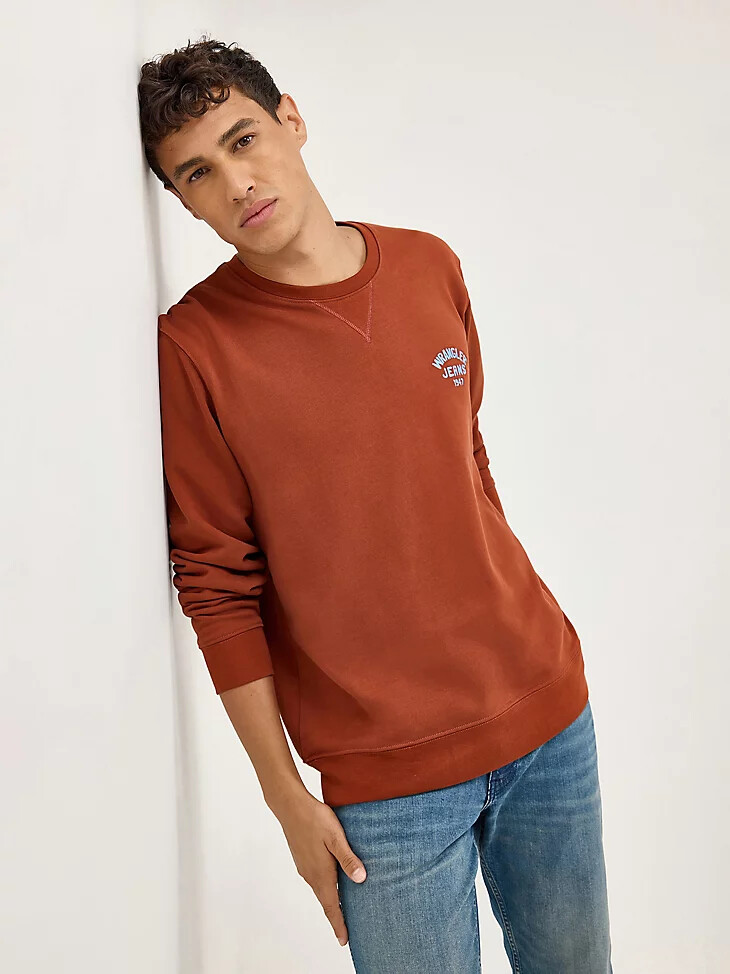 sweat-shirt à col rond pour homme logo couleur paprika fumé
