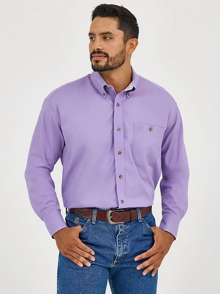chemise wrangler george strait unie à une poche boutonnée violette