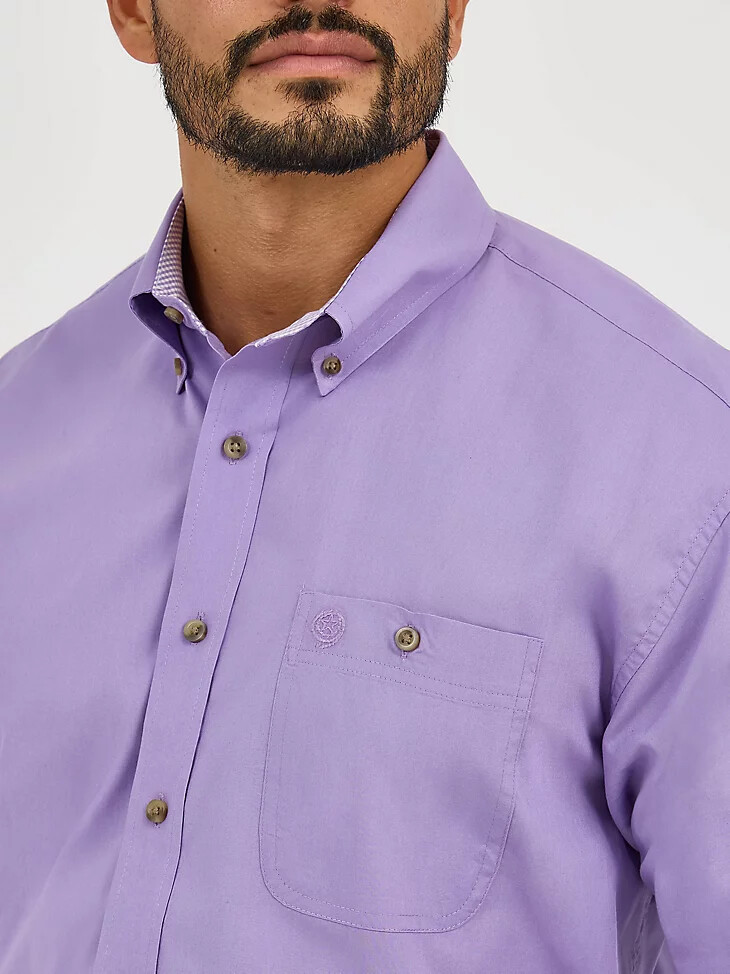 chemise wrangler george strait unie à une poche boutonnée violette