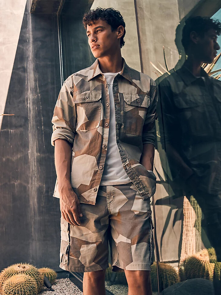 surchemise utilitaire camouflage pour homme motif géométrique camouflage