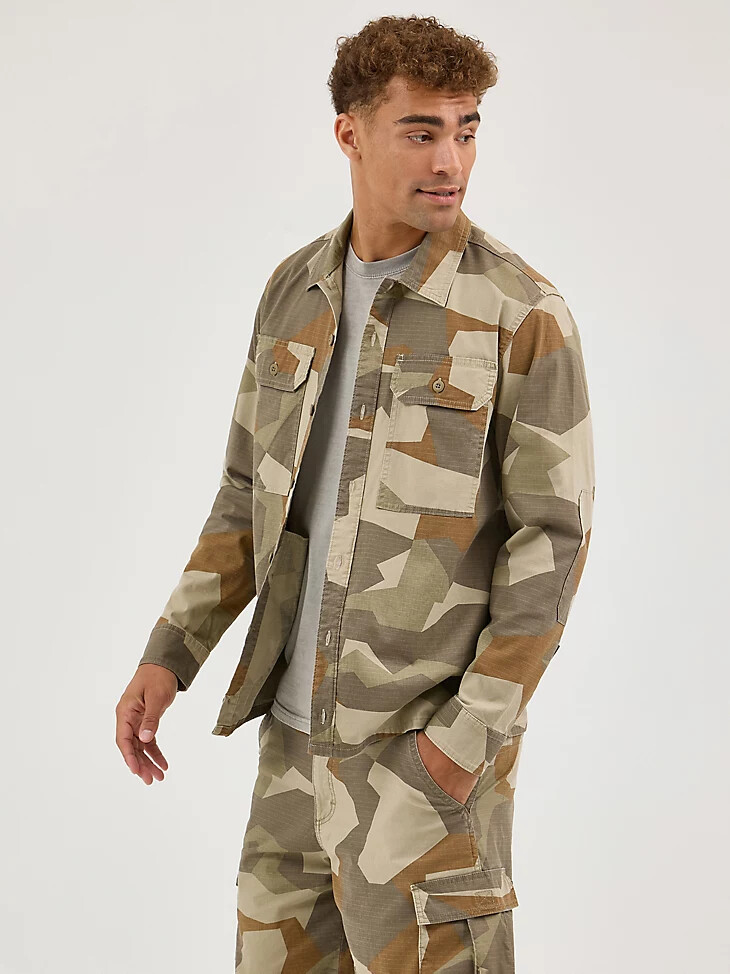 surchemise utilitaire camouflage pour homme motif géométrique camouflage