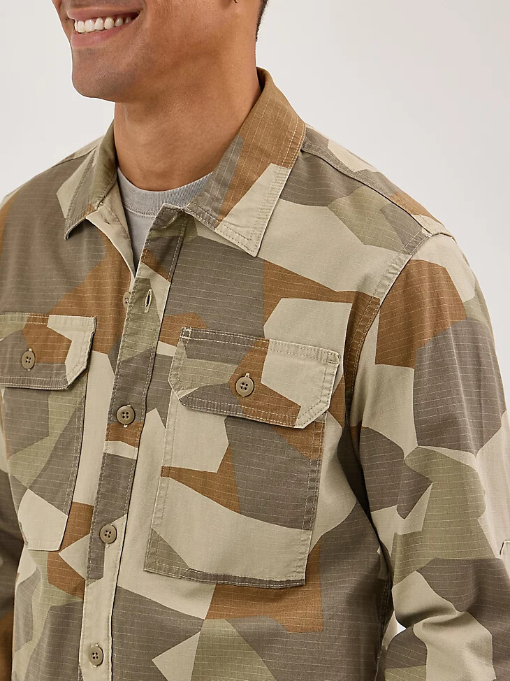 surchemise utilitaire camouflage pour homme motif géométrique camouflage