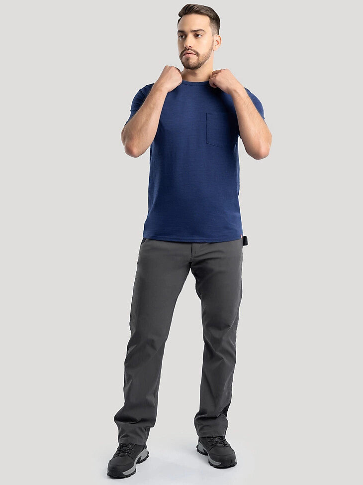 t-shirt à poche en maille flammée pour homme bleu marine