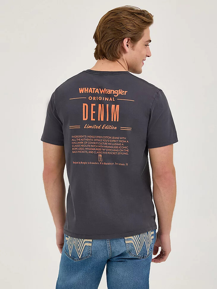 t-shirt wrangler x whataburger pour homme motif ingrédient noir délavé