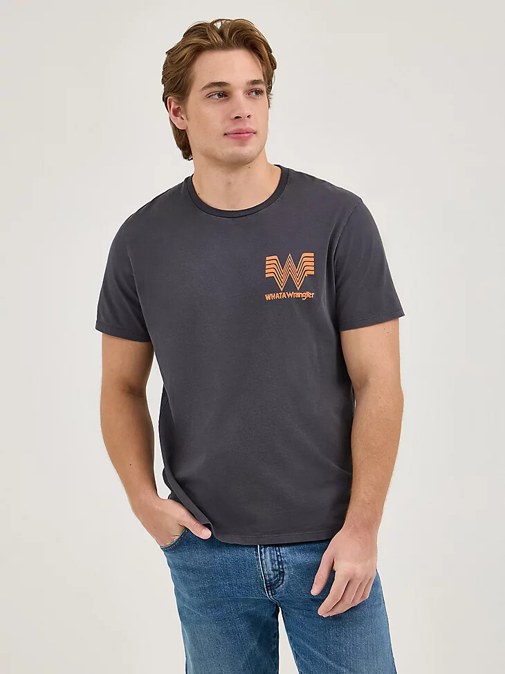 t-shirt wrangler x whataburger pour homme motif ingrédient noir délavé
