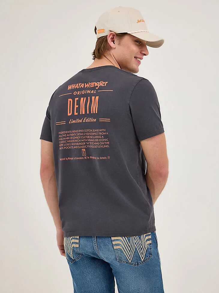 t-shirt wrangler x whataburger pour homme motif ingrédient noir délavé