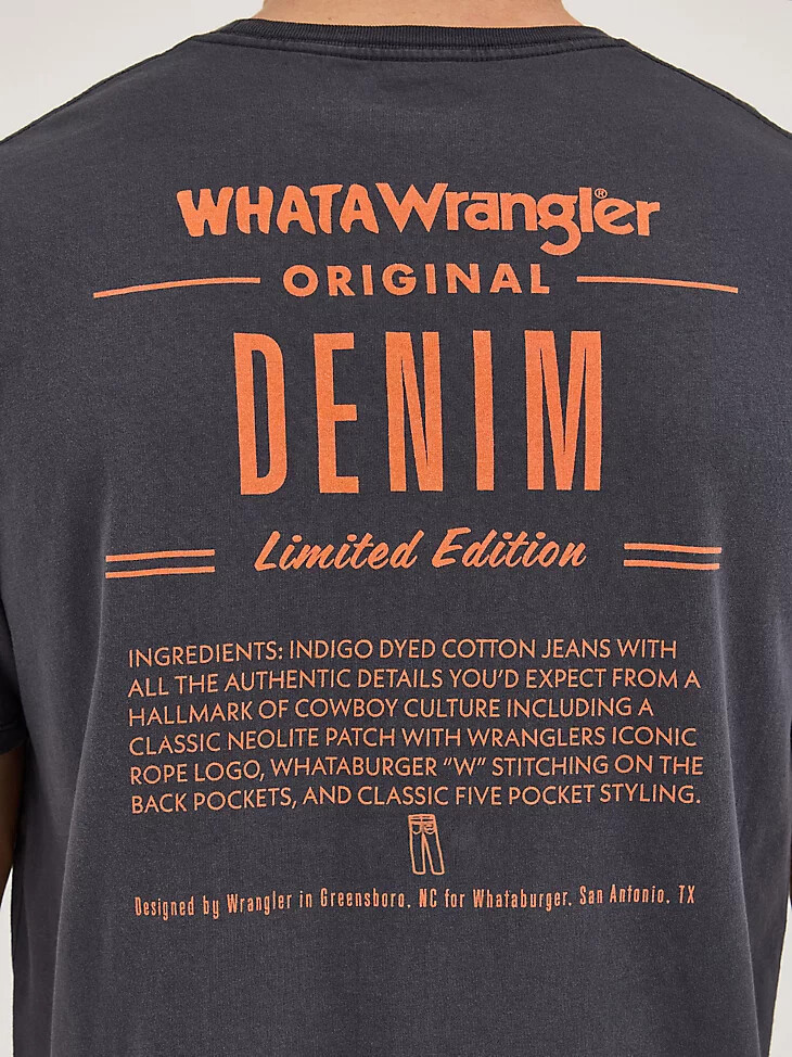 t-shirt wrangler x whataburger pour homme motif ingrédient noir délavé