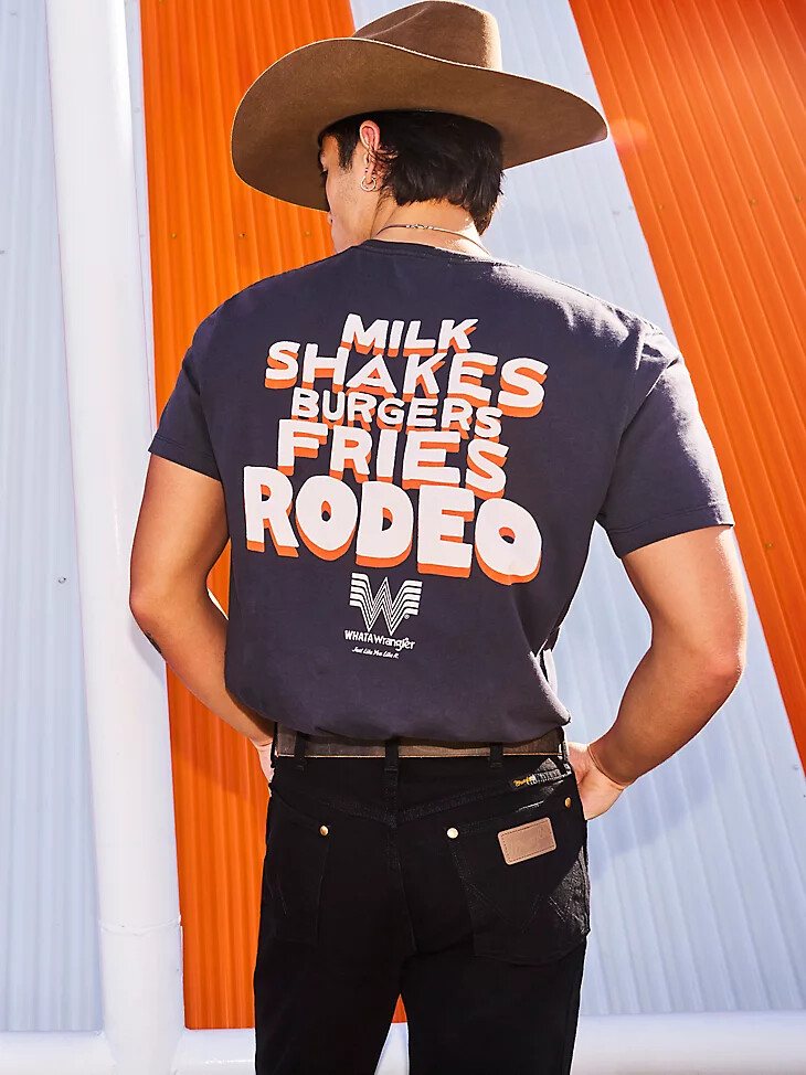 t-shirt wrangler x whataburger pour homme motif cowboy noir délavé