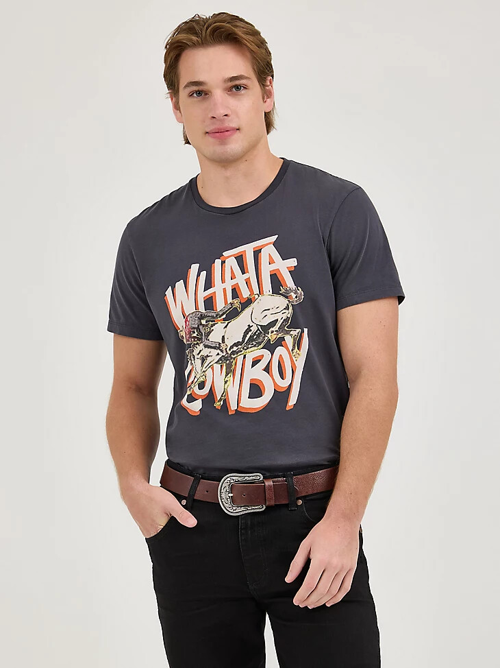 t-shirt wrangler x whataburger pour homme motif cowboy noir délavé