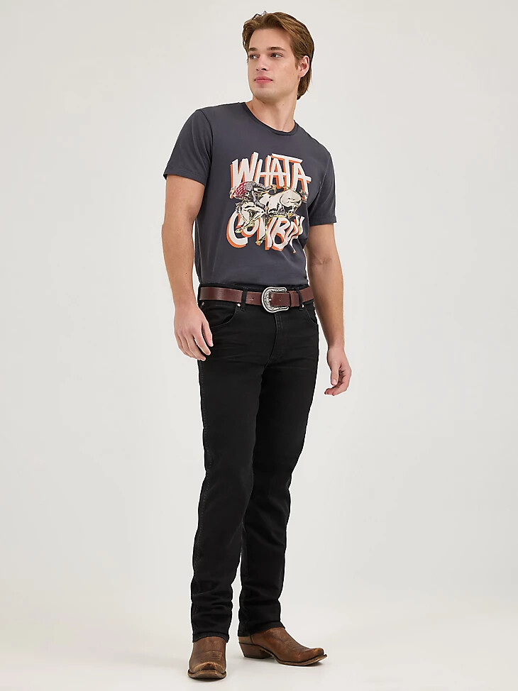 t-shirt wrangler x whataburger pour homme motif cowboy noir délavé
