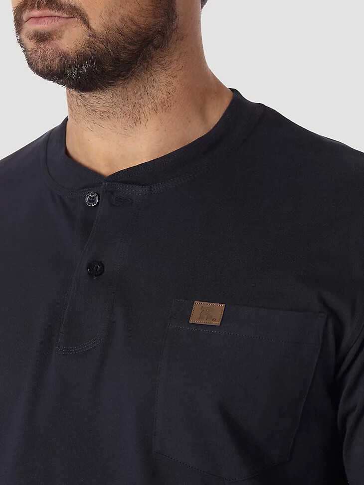 wrangler riggs workwear henley uni à manches longues bleu marine
