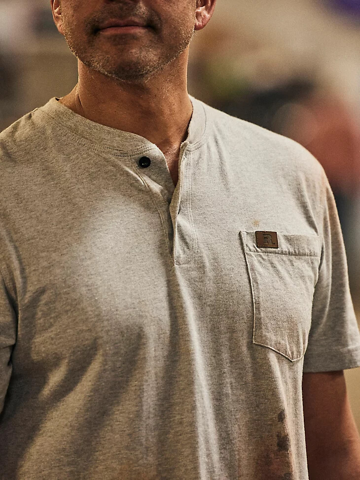 henley à manches courtes wrangler riggs workwear gris cendré