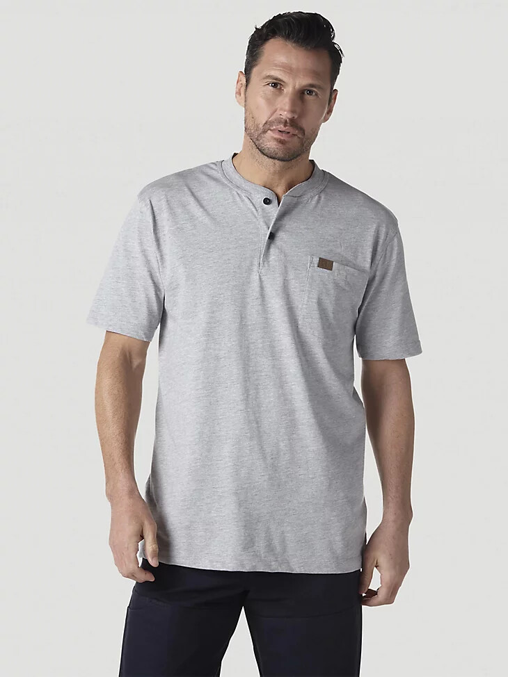 henley à manches courtes wrangler riggs workwear gris cendré